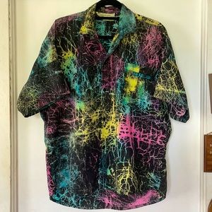 Vintage neon cotton dress shirt